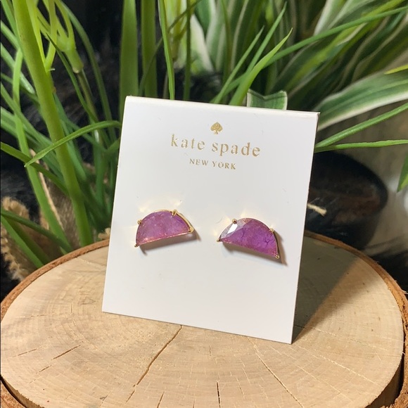 kate spade Jewelry - Kate Spade gold Purple half moon stud earrings